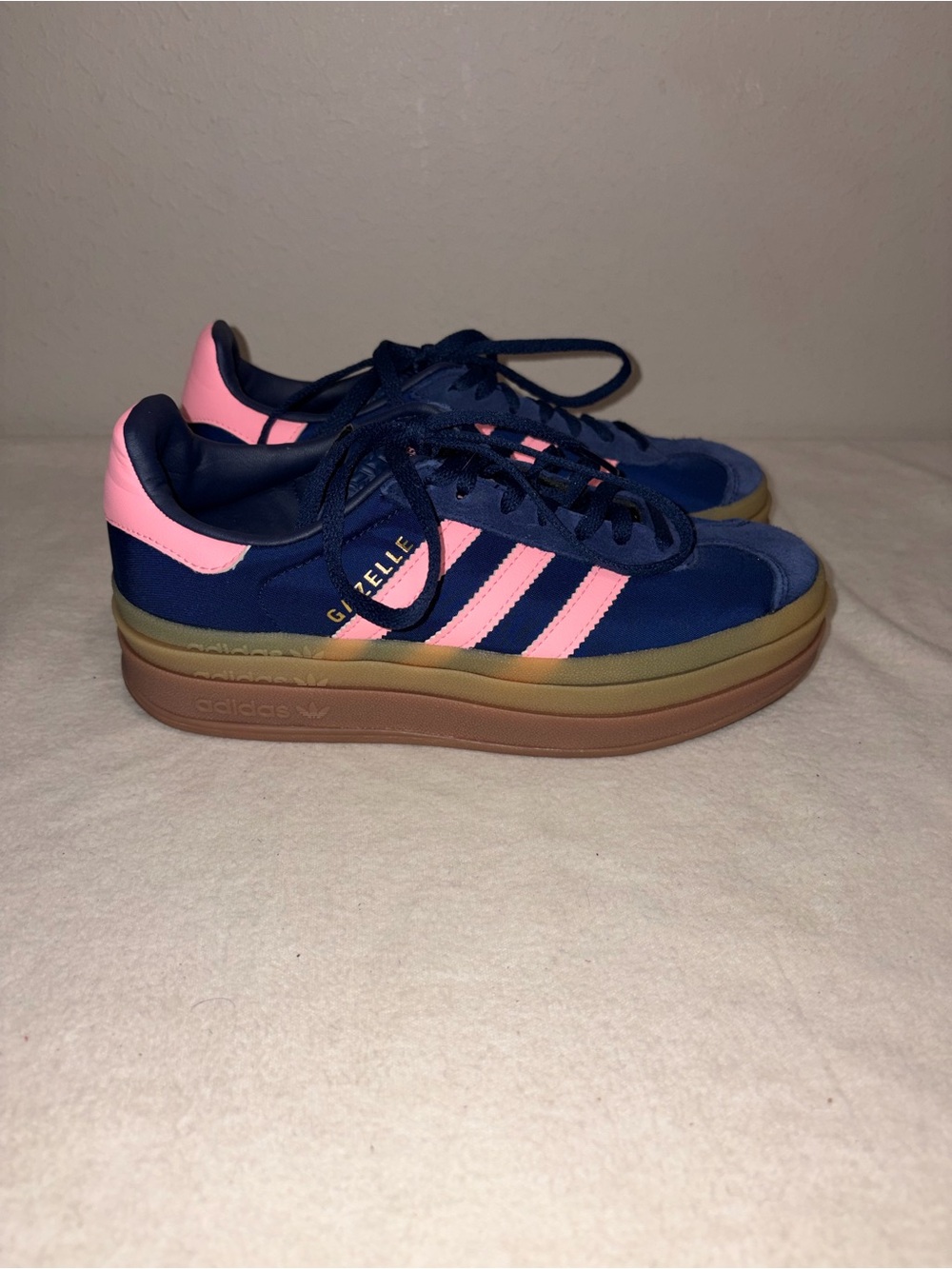 Adidas Women’s Gazelle Bold Blue and Pink sneakers Shoes Size 6